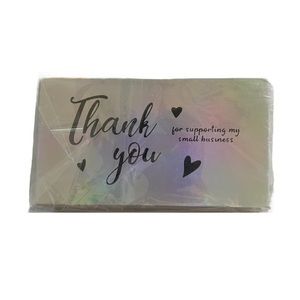 NEW - Thank You Business Cards -‎ Holographic - Hearts - 50 pieces